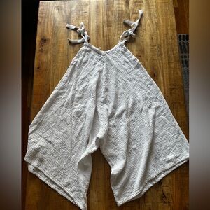 Sand & Spirit White 100% gauze cotton oversized drop waist tank Jumpsuit NWT